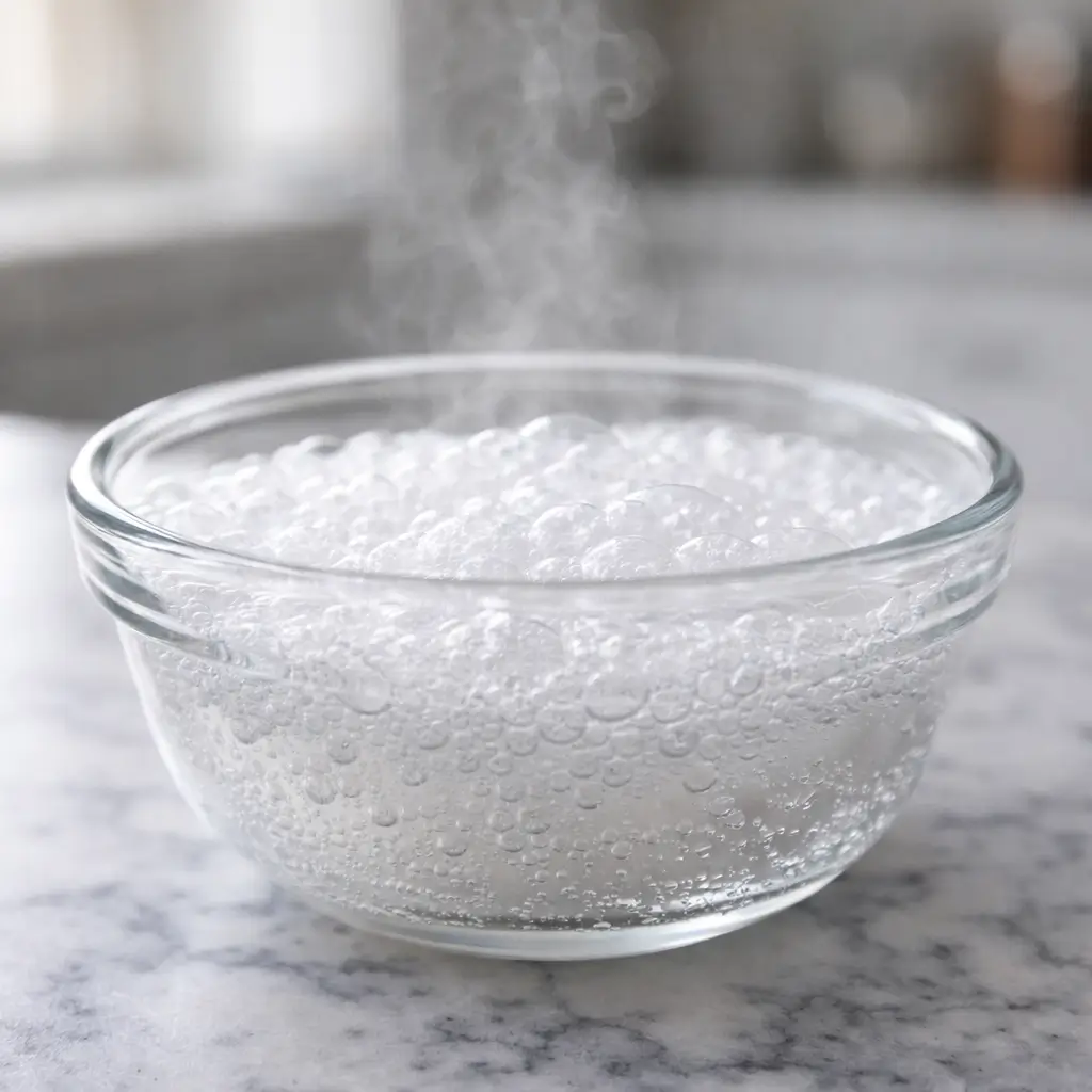 Baking powder freshness test bubbling reaction
