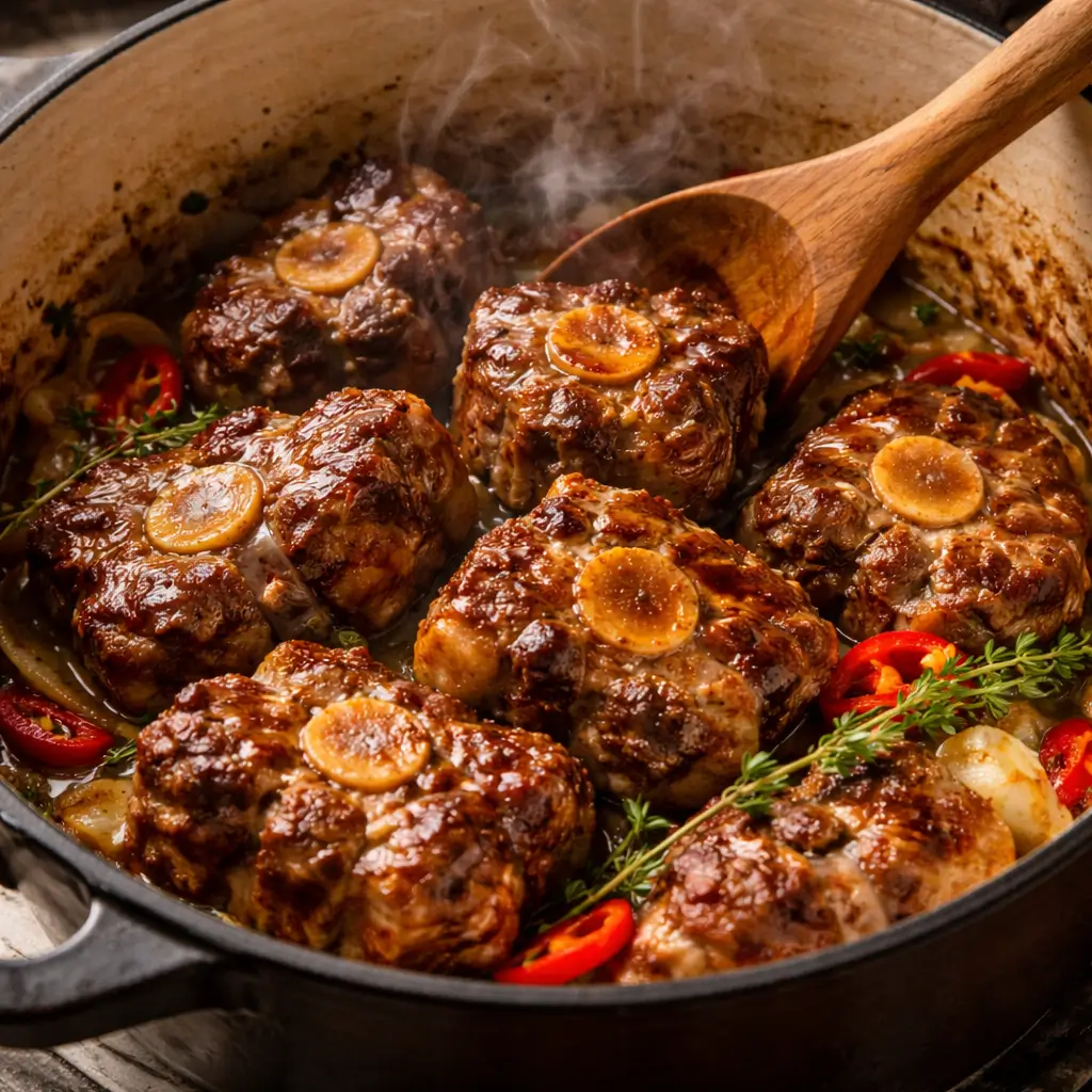 Browning oxtail for coconut milk stew