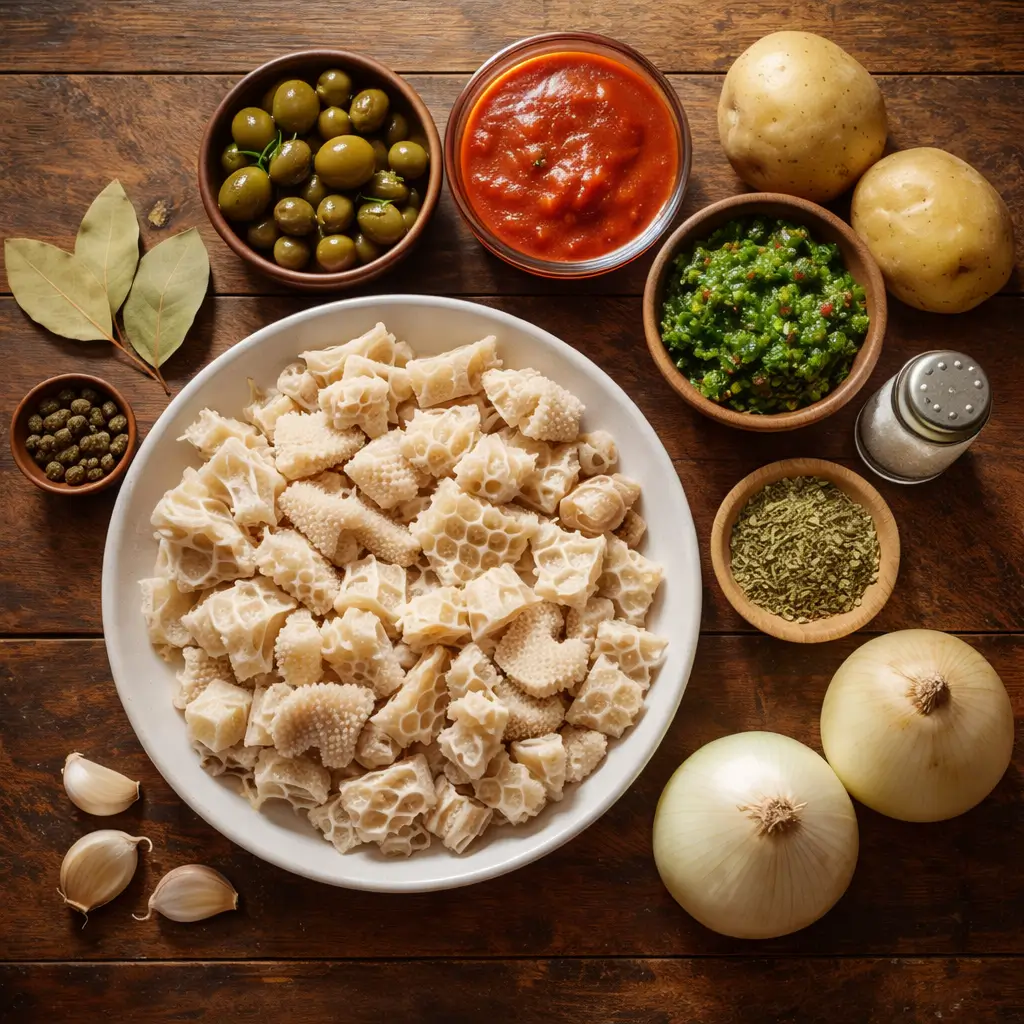 Ingredients for cuajito puertorriqueño laid out on table