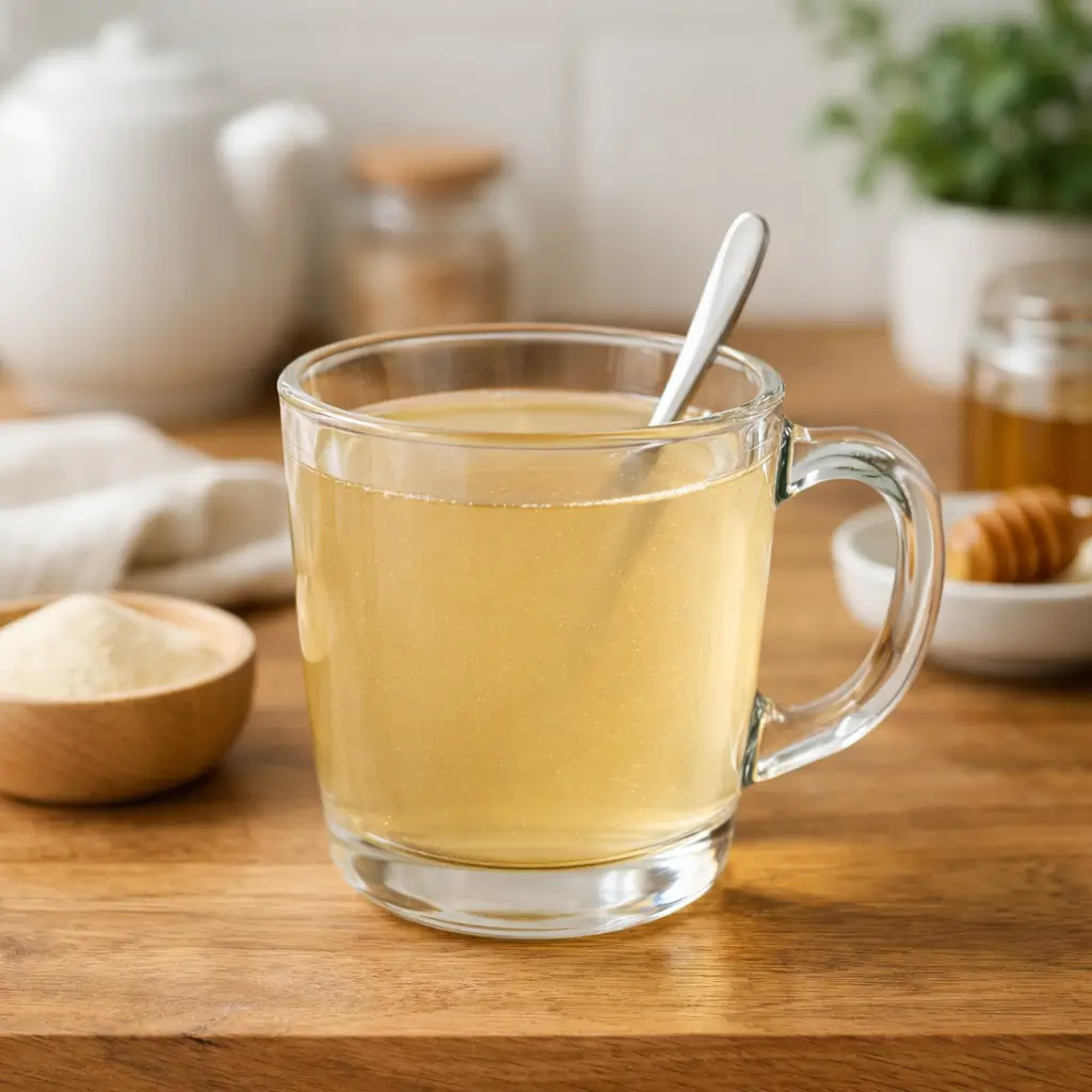 Dr Ashton gelatin trick recipe prepared in a glass mug