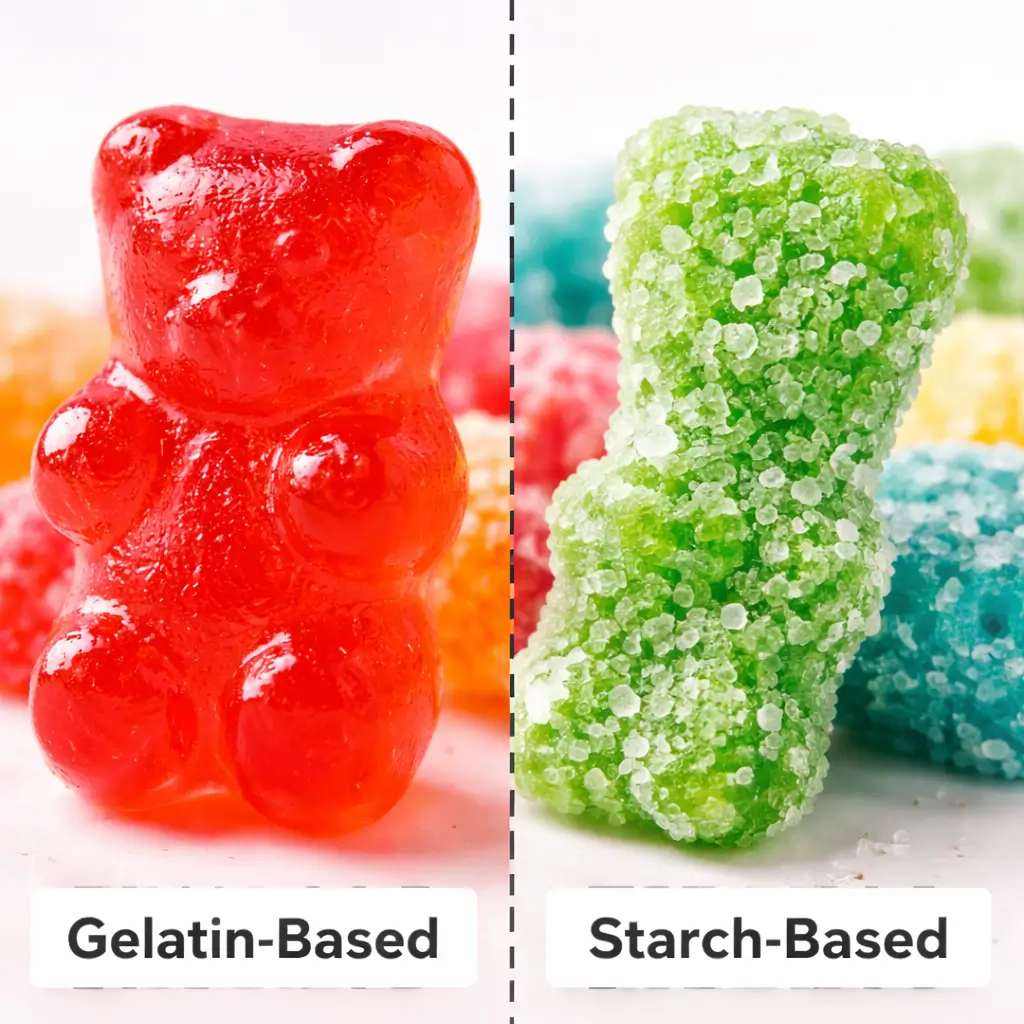 Comparison of gummy bear and starch-based chewy candy