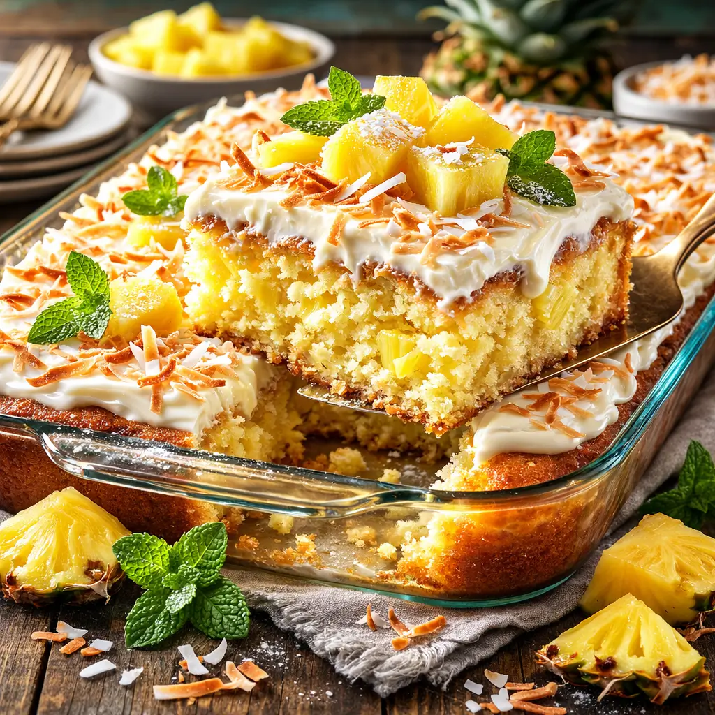 Moist juicy pineapple heaven cake with cream cheese frosting