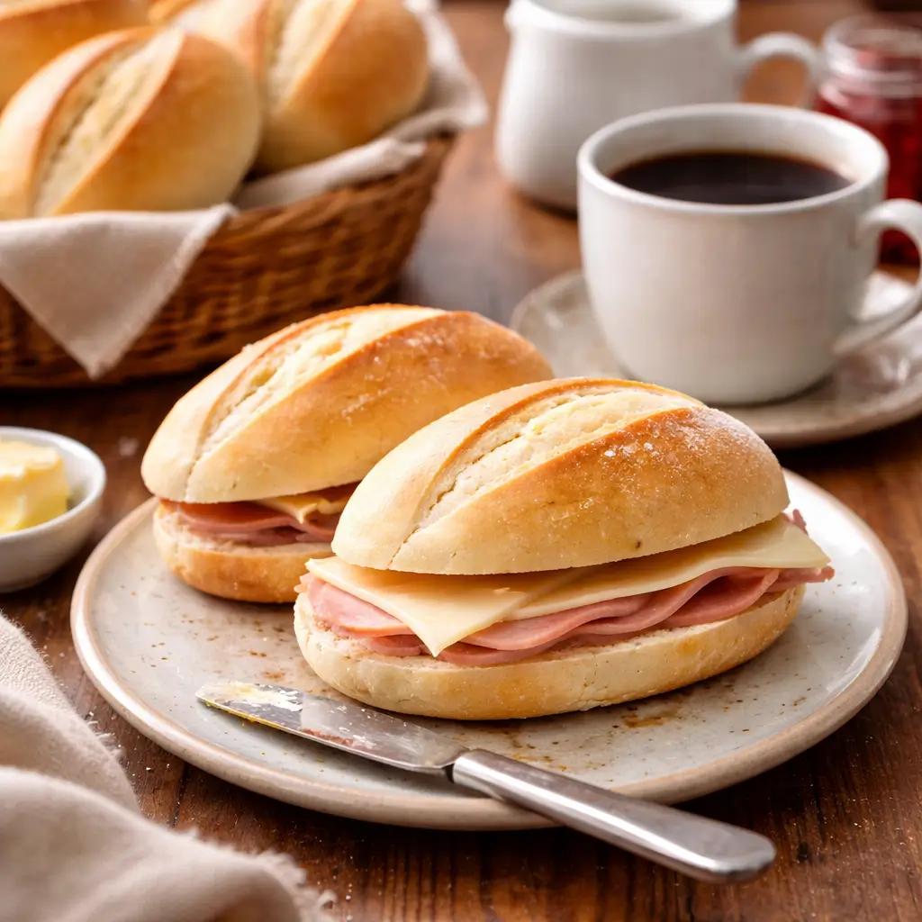 Peruvian pan frances sandwich for breakfast