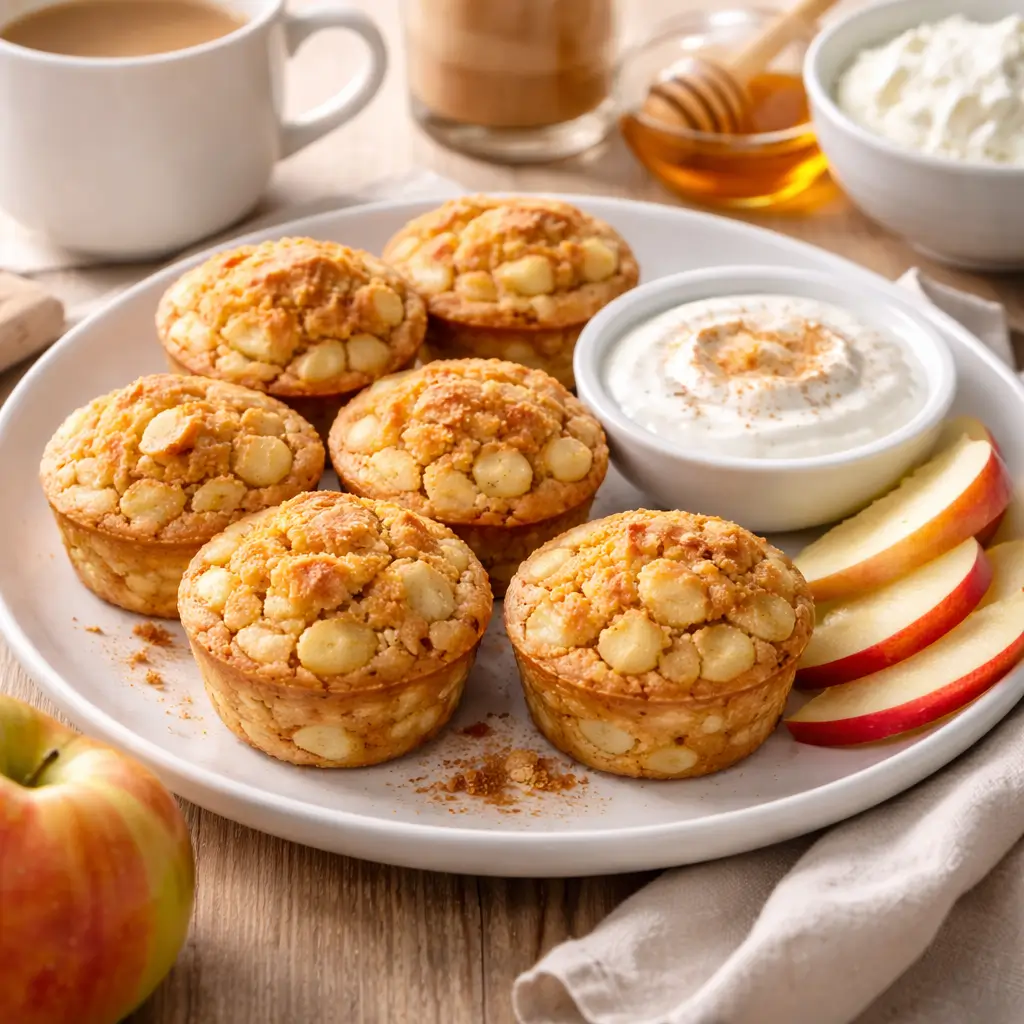 Cinnamon apple cottage cheese bites served for breakfast