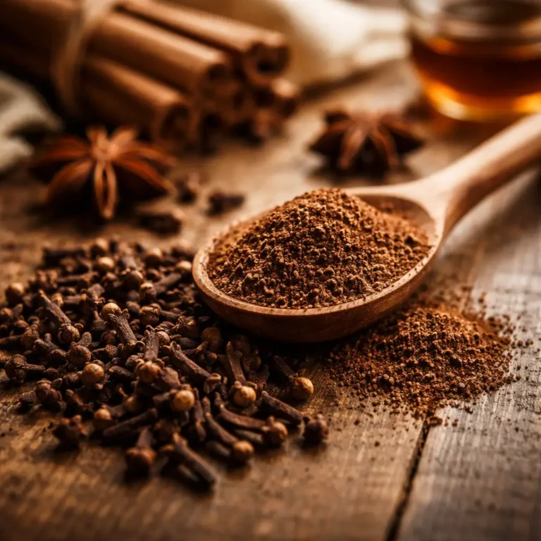 whole cloves and ground cloves on rustic table showing clove spice benefits