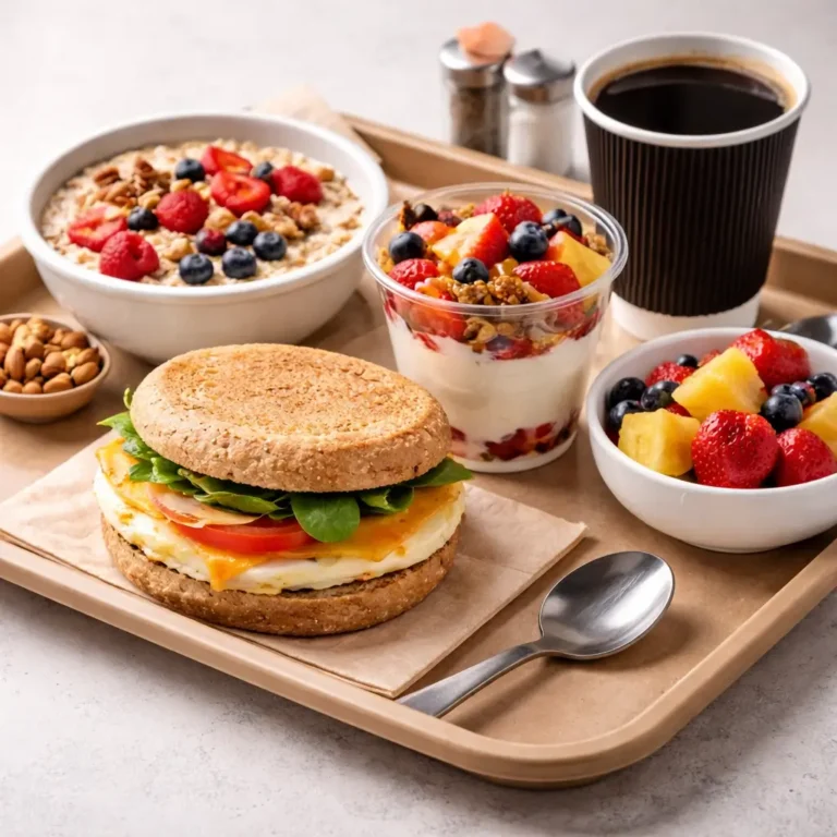 healthy fast food breakfast options on tray