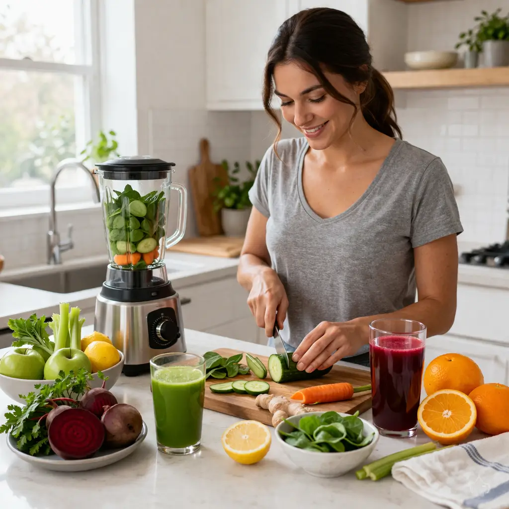 Preparing healthy juice at home