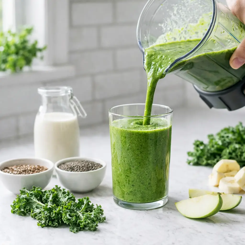 making kale smoothie for weight loss at home