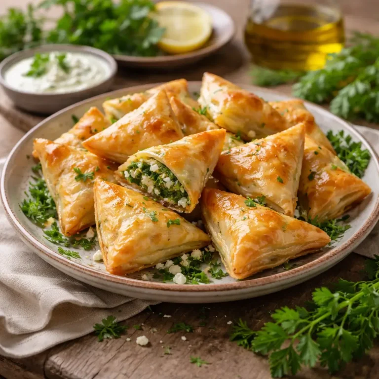 Mediterranean spinach and feta crisps on serving plate