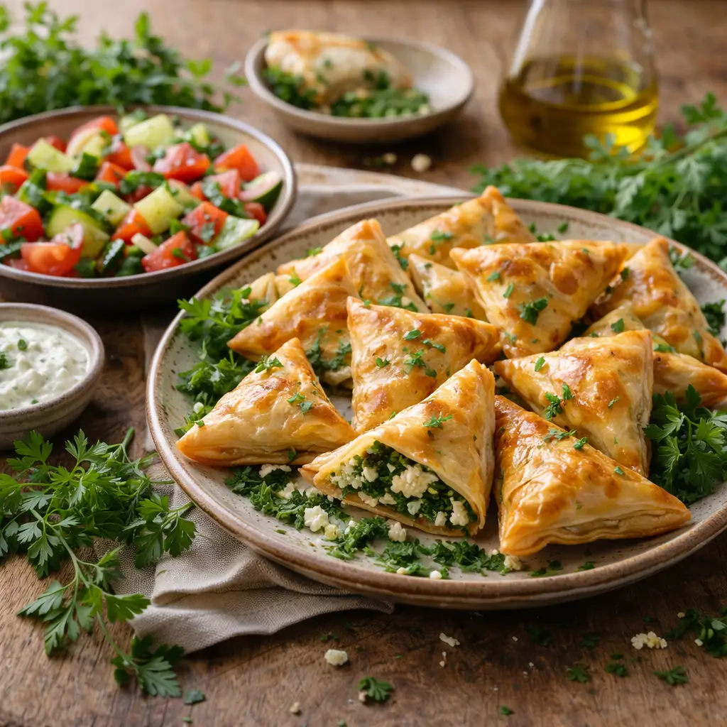 Mediterranean appetizer spinach feta crisps